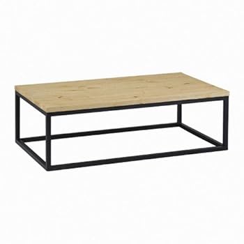 Table basse rectangulaire bois pieds métal noir 110x65 cm KANSAS