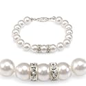 Genuine Swarovski Crystal Pearl Bracelet with Rondelle - White (8mm)