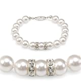 Genuine Swarovski Crystal Pearl Bracelet with Rondelle - White (8mm)