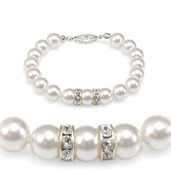 Genuine Swarovski Crystal Pearl Bracelet with Rondelle - White (8mm)