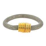 Silver Tone Designer Inspired Flexible Mesh Bracelet