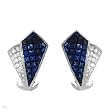 Earrings With 8.15ctw Precious Stones - Genuine Clean Diamonds and Sapphires Beautifully Designed in 18K White Gold. Total item weight 11.1g Length 24mm