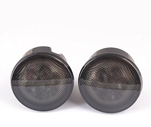 Smoke Lens,OTW7 2X Front LED Turn Signal Light Assembly for Jeep Wrangler JK 2007-2016 Amber Turn Lamp Fender Flares Eyebrow Indicator Side Maker Parking Lights Bulb