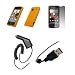 HTC Droid Incredible Model 6300 - Orange Soft Silicone Gel Skin Cover Case + Crystal Clear Screen Protector + Rapid Car Charger + USB Data Sync Charge Cable for HTC Droid Incredible