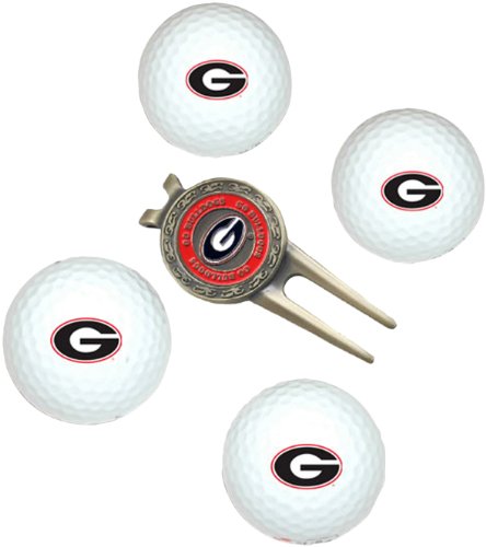 Georgia Bulldogs Pack Of 4 Golf Balls And Divet Tool Gift Set From Team Golf