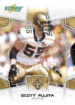 2008 Score Football Card # 198 Scott Fujita LB - New Orleans Saints / Shipped in Protective Screw Down Display Case