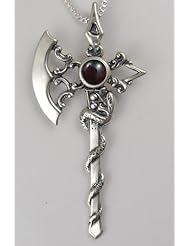 The Royal Battle Ax Pendant in Sterling Silver and Accented with Genuine Bloodstone Stunning!