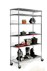 TRINITY EcoStorageTM 6-Tier NSF 48"x18"x72" Wire Shelving Rack w/wheels - Chrome