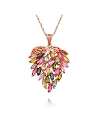 Honeystore Girls Watermelon Tourmaline Rose Gold Plated Necklace Clor Multicolor