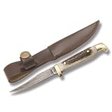 Fox-N-Hound 6-1/4 Damascus Small Game Skinner with Genuine Stag Hand