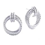 Sterling Silver Fluted Doorknocker Earrings