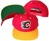Calgary Flames Red/Yellow Two Tone Snapback Adjustable Plastic Snap Back Hat / Cap