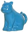 Stoneware Pottery Marine Blue Cat Creamer 5" x 3.5", 8oz Set of 2