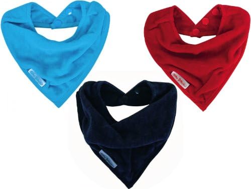 Cotton Toweling Bandana Bib With Waterproof Backing - 3 Pack (aqua/red/navy)