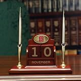 NORTH CAROLINA STATE WOLFPACK Team Logo 8 Wide Wood PERPETUAL CALENDAR / DESK CADDY (with a handsome Pen Set)