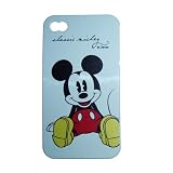 iPhone 4S / 4G / 4 Classic Design Mickey Mouse Disney on white TPU Protector Cover Case - Includes TWO Bonus Personal Charm Straps