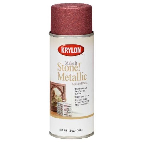 Krylon K08262 Make It Stone! Metallic Textured Aerosol Spray Paint, 12