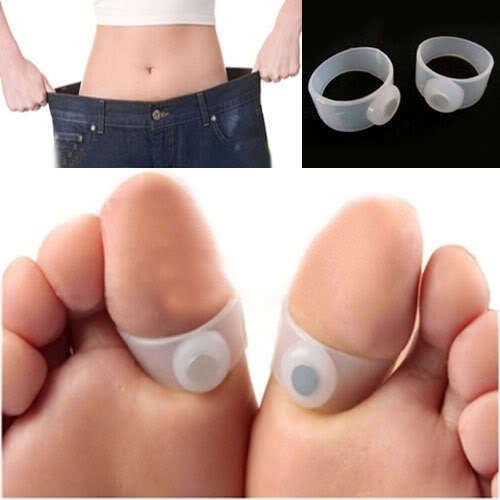 Mongkol Shop 2 Pairs Slimming Silicone Foot Massage Magnetic Toe Ring Fat Weight Loss Health