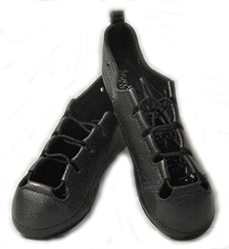 Ryan and Odonnell Girls Soft Gel Black Leather Irish Dance Pumps 7 Uk - With FREE Drawstring Bag -