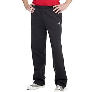 Champion Men's Open Bottom Eco Fleece Sweatpant, Black, Medium
