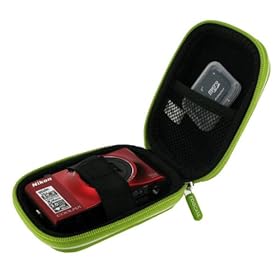 rooCASE (Med EVA Green) Hard Shell Case with Memory Foam for JVC PICSIO GC-FM1AUS HD Camcorder Black Ice