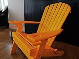 NEW DELUXE 7 SLAT ORANGE Poly Lumber Wood Folding Adirondack Chair WITH OTTOMAN- Amish Made USA