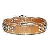 2 in. Cone Studded Leather Tapered Dog Collar model 129 (Brown, 25 in.)