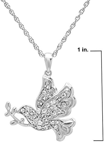 Sterling Silver Crystal Dove Pendant Necklace with Swarovski Elements