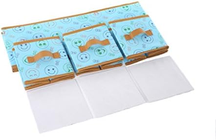 Kenather Foldable Storage Drawer Closet Dresser Cube Basket Organizer Bins for Underwear Socks Scarves Ties 3 Compartments Blue