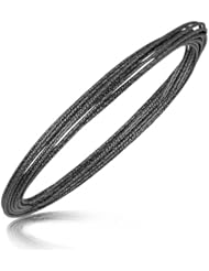 Sterling Silver Textured Design Multi Strand Bangle with Ruthenium Plating