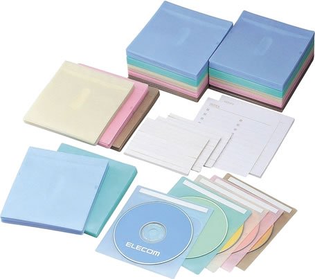 ELECOM 不織布CD・DVDケース(両面収納) 300枚入り 5色パック CCD-016XL5C