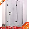 Echtglas Duschabtrennung Dusche Duschkabine Eckeinstieg 8mm EGS 80x120 cm 20