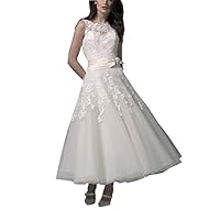 Bateau Neck Applique Wedding Dress 
