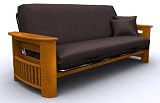 Elite Products Portofino Futon Bed with Storage in Honey Oak Color