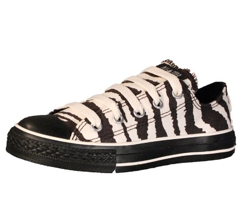 Converse Kids' All Star Chuck President Animal Print Zebra Ox Casual Shoe Black, White (3)