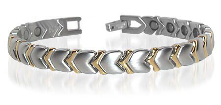 New Stainless Steel Hearts Magnetic Golf Bracelet 7.5 