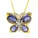 14K Yellow Gold Iolite Butterfly Pendant w/ 18 French Rope Chain