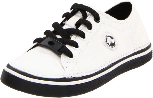 Crocs Hover Canvas Lace-Up Sneaker (Toddler/Little Kid/Big Kid),White/Black,10 M US Toddler