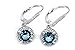 TRUSUPER Silver Lever Back Round Cubic Zirconia Dangle Earrings