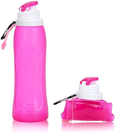 WildGrow BPA Free Sports Leak Proof Silicone Collapsible Water Bottle with Cup Lid-FDA Approved For Gym Hiking Camping Cycling Outdoor (500ml Red)