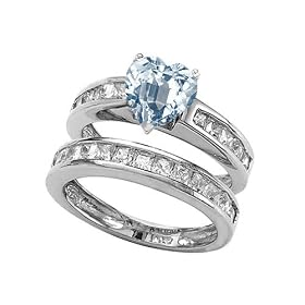 3.50 cttw Sterling Silver 14K White Gold Plated Genuine Heart Shape Aquamarine... by Finejewelers