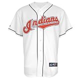 MLB Cleveland Indians Home Youth Replica Jersey Rc Synthetic Replica Baseball Jersey, White, L