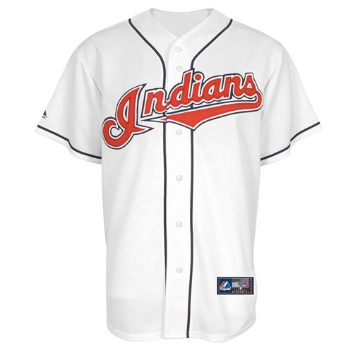 MLB Cleveland Indians Home Youth Replica Jersey Rc Synthetic Replica Baseball Jersey, White, L
