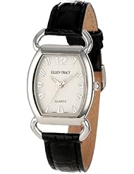 Ellen Tracy Womens ET5011STK Black Croco Strap Tonneau Case Watch