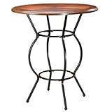 Round Bar Table Veneer Top with Black Metal Base