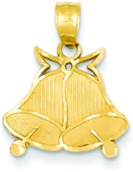 14K Yellow Gold Wedding Bells Pendant Charm Jewelry