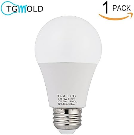 TGMOLD LED A19 Bulbs 9W Light Bulb 60 Watt LED Light Replacement, Daylight 4000K, 810 Lumens For Home Lighting, E26 Base Not-Dimmable