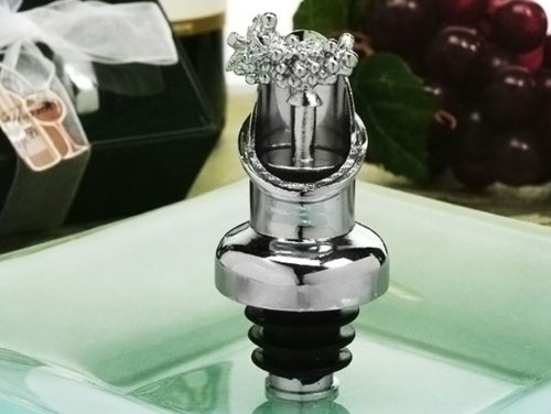 Elegant Chrome Grapes wine pourer, bottle stopper combination. (Set of 32)