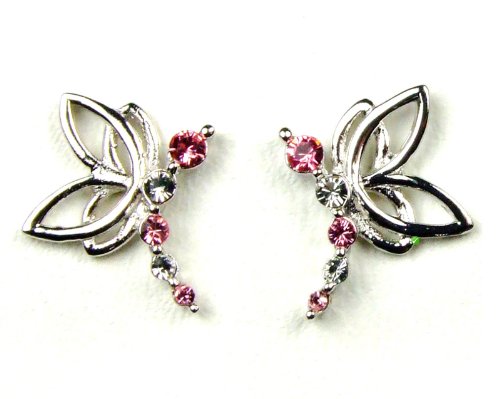Kinder Ohrring Ohrstecker Libelle mit Swarovski-Steinchen weiß/pink Kinder Ohrring Ohrstecker Libelle mit Swarovski-Steinchen weiß/pink