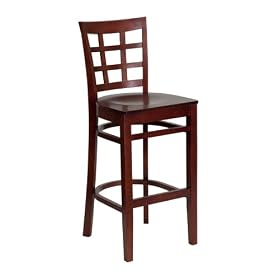 HERCULES Series Mahogany Finished Window Back Wooden Restaurant Bar Stool Mahogany Wood... by Flash Furniture